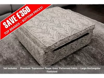 Collins & Hayes  Expression Taupe Grey Patterned Fabric  Rectangular Footstool • £179