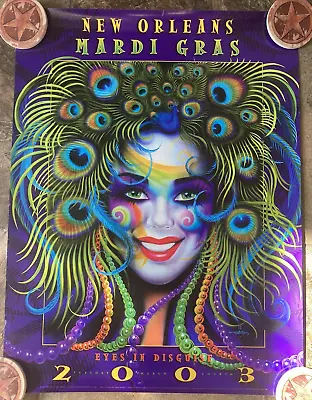 Vintage 2003 New Orleans Mardi Gras Poster Eyes In Disguise Andrea Mistretta • $74.99
