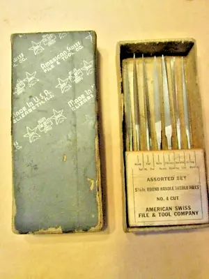 Vintage American Swiss No. 4 Cut Needle Files W/Box 9 4AS One Missing 2 Nichol • $95