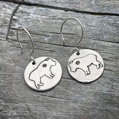 Silver Billy Goat Earrings 925 Sterling Silver Engraved Handmade Earrings Dp12 • $12.99