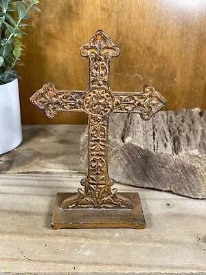 Rustic Cast Iron Cross Tabletop Christian Decor • $14