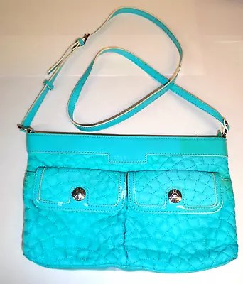 Vera Bradley Large Quilted Aqua Turquoise Blue Purse Shoulder Bag Retired EUC • $16.50