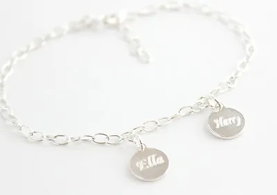 Ladies 925 Sterling Silver Charm Bracelet Engraved Personalised Free • £16.96