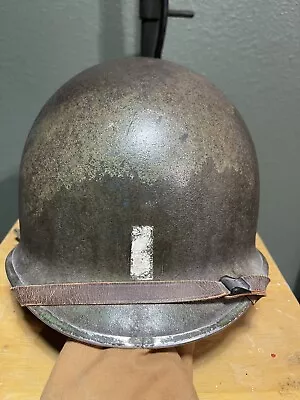 Original US Military M1 Steel Pot Helmet Liner WW2 WWII Marked Camoflouge 377th? • $2200