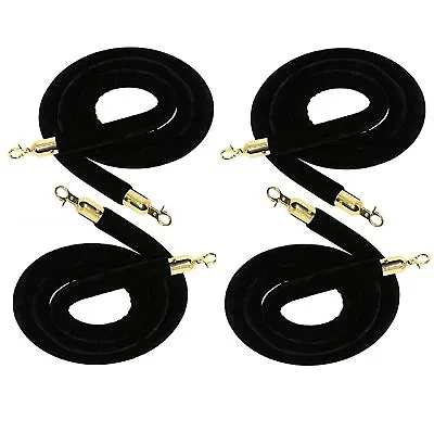 4-Pack Velvet Stanchion Rope 5Ft Stanchion Queue Barrier Rope Black Velvet Rope • $25.99