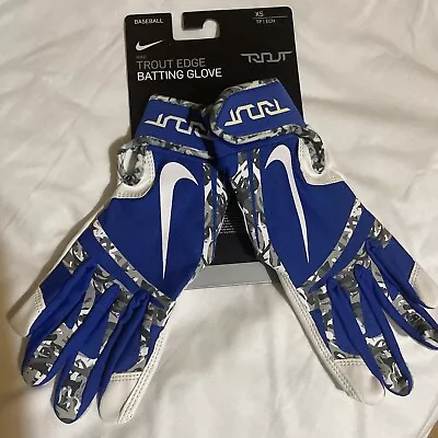 Nike  Mike Trout Edge Batting Gloves Blue Grey White NWT Adult Unisex - X-Small • $35.95