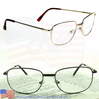 BIFOCAL READING GLASSES +1.25 To +4.00 METAL FRAME SPRING HINGES READERS NICE! • $15.99