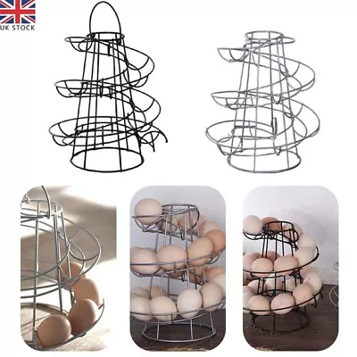 Kitchen Spiral Egg Stand Holder Rack Storage Basket Up To 18 Eggs Decor Display • £10.99