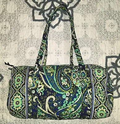 Vera Bradley Rhythm & Blues Paisley Quilted Duffel Bag Weekender 17.5 X 8  EUC • $34.99