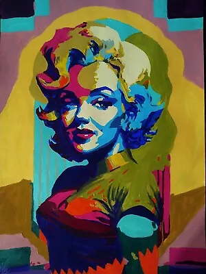 Acrylic Portrait Of Marilyn Monroe Pop Art Poster Handmade • $85