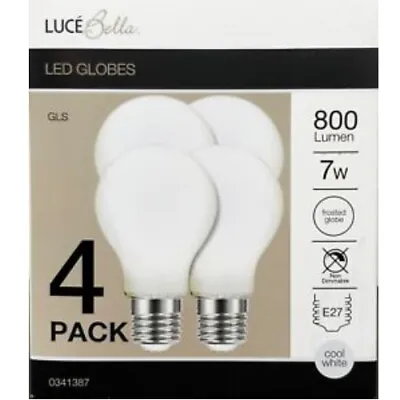 4PK Globe LED Ashape Luce Bella 7W 800LM Cool White Fila Light Bulb B22 / E27 • $15