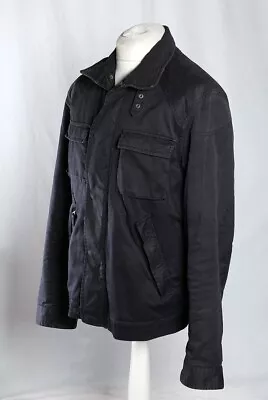 Crew Clothing Utility Jacket Navy Blue Cotton - Lined Cord Collar Zip Pockets M! • £21