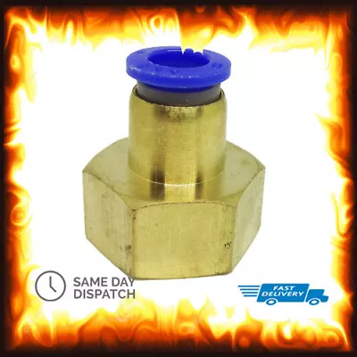 1/2  BSP To 8mm Brass Female Pneumatic Push Hose Fitting Air Gas Water Hose Oil • £4.80