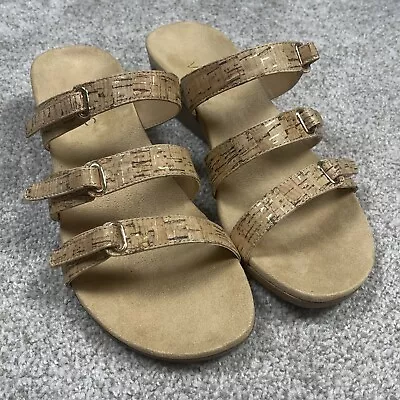 £33.64 • Buy VIONIC ORTHAHEEL 381DWYN Cork Slide Wedge Comfort Sandals Gold Size 10 Wide MINT