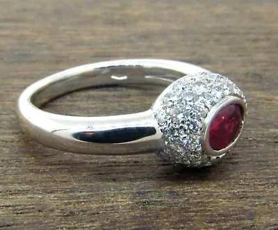H. STERN 18K White Gold Diamond & Ruby Ring • $1690