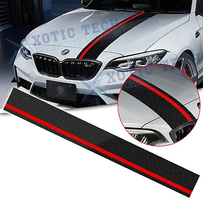 Universal Car Rally Racing Stripes Front Hood 5D Carbon Fiber Decal Wrap Sticker • $12.98