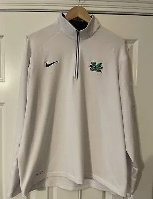 Nike Marshall Thundering Herd Men’s XL 1/4 Zip Pullover White DRI-FIT EUC • $25