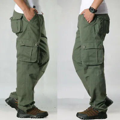 Men's Combat Outdoor Pocket Pants Tactical Cargo Army Work Trousers Plus Size • $21.84