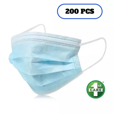 200PCE 1st Care 3 Ply Protective Disposable Face Masks Value Pack • $22.89