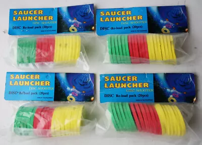 2x Vintage 1994 Space Saucer Launcher Disc Shooter Re-load Pack 40 Pcs New ! • $14.99