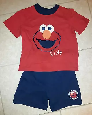 Sesame Street Embroidered Red Elmo Shirt And Shorts Set Child Size 3t 3 Toddler • $13.99
