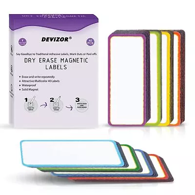 Dry Erase Magnetic Labels – 40 Magnetic Dry Erase Labels With Attractive Colo... • $20.76