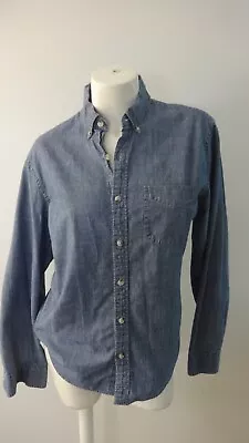 J. CREW Chambray Denim Long Tab Sleeve Button Down Shirt Size M • $13.99