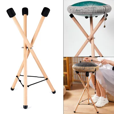 Universal Tongue Hand Drum Rack Stand Beech Wood Floor Triangle Bracket Hang • $27.82