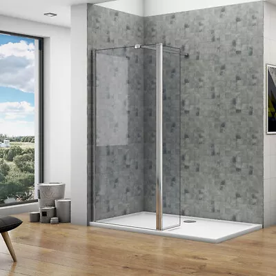 Walk In Shower Enclosure Wet Room 8mm NANO Glass Screen+Flipper Panel 1950mm • £90