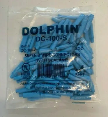  Dolphin DC-100S Super B Crimp Connector  Blue 100 Pcs Beanie Brand New Bag • $13.49