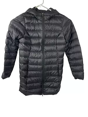 Eddie Bauer EB650 Puffer Goose Down Jacket Winter Coat Women Tall M Black Hooded • $30