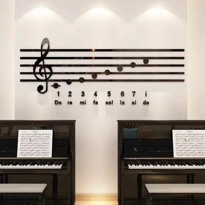 Piano Note 3D Acrylic Wall Sticker Music Classroom Decoration DIY Home Decor Art • £31.99