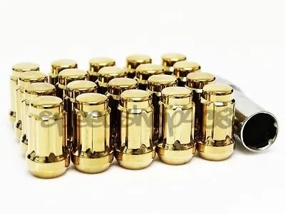 Z RACING Gold 14X1.5mm 35mm Steel Closed Ended Lug Nuts 20 Pcs W/ Key Set • $39.99