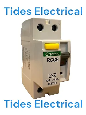 Crabtree Starbreaker RCCB 63 Amp 30mA 2 Pole RCD 63A 363/030 • £15.99