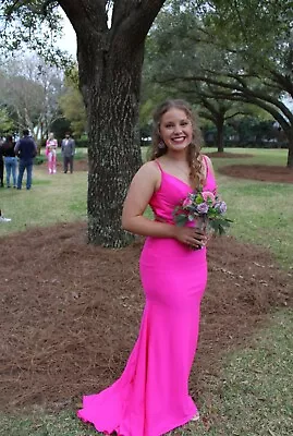 Sherri Hill Prom Dress (54179) Size 6/ Bright Pink/ Fitted/ V-neck • $125