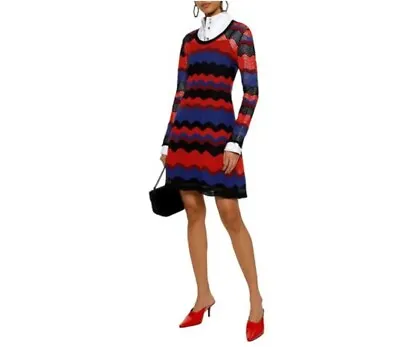 NWT 2psc Missoni Knit Long Sleeve A-Line + Slip Dress Orange Blue Black US M 44 • $289.99