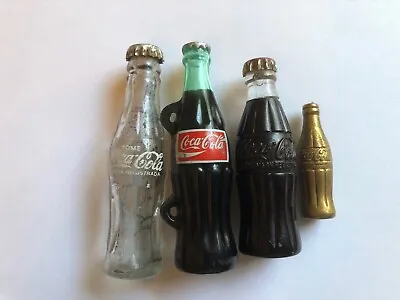Vintage Lot 4x COCA COLA Mini Bottles - Glass Bottle Cigarette Lighter Etc. • $20