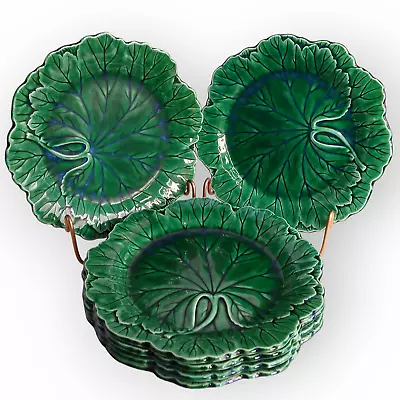 Vtg 1947 Wedgwood Majolica Etruria Green Cabbage Leaf Plates 8in England 6pc • $200