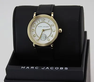 New Authentic Marc Jacobs Riley Gold Black Leather Womens Mj1615 Watch • $109.99