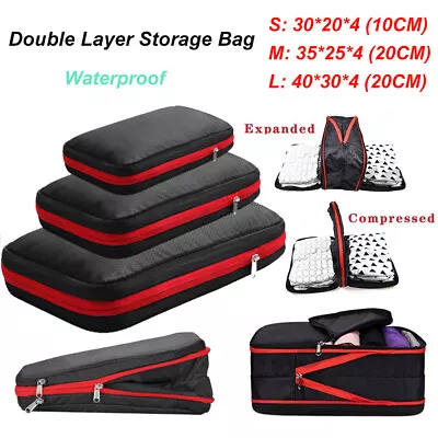 Travel Storage Organizer Suitcases Packing Cubes Luggage Pouches Compression Bag • £25.16