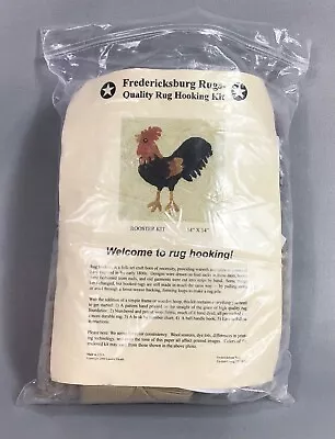 Fredericksburg Rugs Wool Kit Primitive Rooster Hooked Monks Cloth 14” X 14” • $99.97