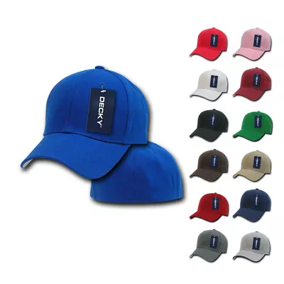 DECKY Classic Plain Fitted Pre Curved Bill 6 Panel Baseball Hats Constructed Cap • $15.95