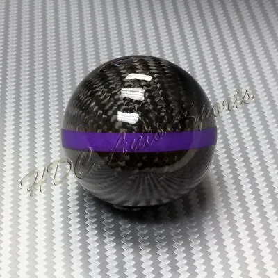 Real Carbon Fiber Ball Manual Gear Shift Shifter Knob W/Purple Stripe Universal • $23.99