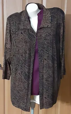 Vikki Vi Multicolor Paisley Long Sleeve Open Front Jacket Misses Plus Size 1X • $25