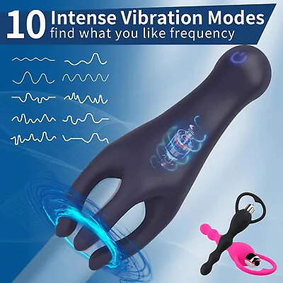 Penis Massager Male Masturbator Glans Vibrator Delay Lasting Trainer USB Sex Toy • $21.95