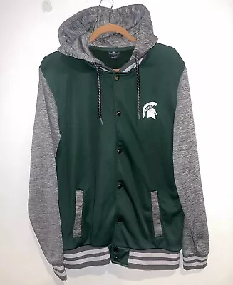 Colosseum Green Michigan State Spartans Robinson Hoodie Full-Snap Jacket Sz L • $15