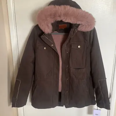 NWT-UGG Australia Convertible Field Parka Jacket Olive With Pink-SIZE Medium • $350