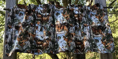 Deer Valance Woodland Wildlife Animal Timber Forest Woods Cabin Lodge Curtain • $18.99
