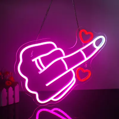 Gesture Neon Sign Pink Led Neon Signs For Wall Decor Nail Hand Light Up Signs U • $45.88