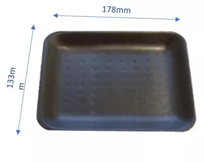 Black Polystyrene Trays D2 Meat/Fruit/Veg/Fish Butchers Tray 178x133x20mm • £6.25